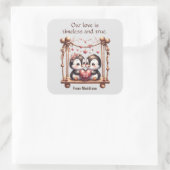 バレンタインデー真の愛ペンギンをスイング スクエアシール (バッグ)