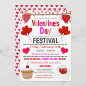 バレンタインデー祭りへのご招待 招待状 (正面/裏面)