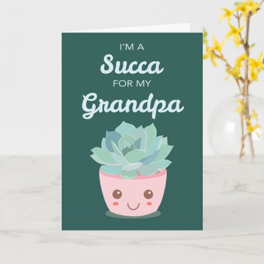バレンタインデー私のおじいちゃんとかわいい多肉 カード (黄色い花)