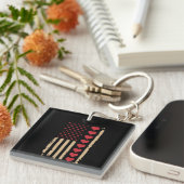 バレンタインデー米国国旗のハート キーホルダー (正面右)