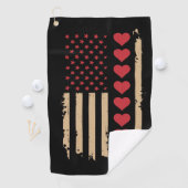 バレンタインデー米国国旗のハート ゴルフタオル (インサイチュ)