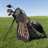 バレンタインデー米国国旗のハート ゴルフタオル (グリーン)