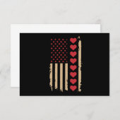 バレンタインデー米国国旗のハート サンキューカード (正面/裏面)