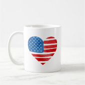 バレンタインデー米国国旗ハート愛国心 コーヒーマグカップ (左)