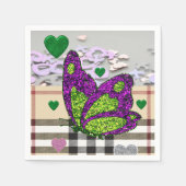 バレンタインデー紙ナプキンスバタフライ スタンダードカクテルナプキン (正面)