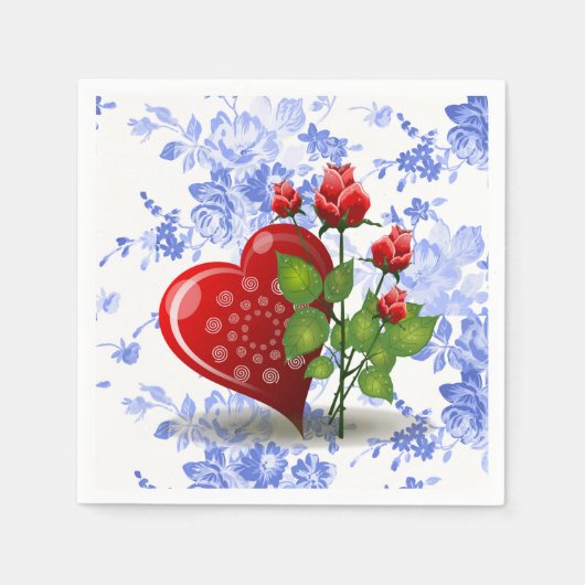 バレンタインデー紙ナプキンス スタンダードカクテルナプキン (正面)