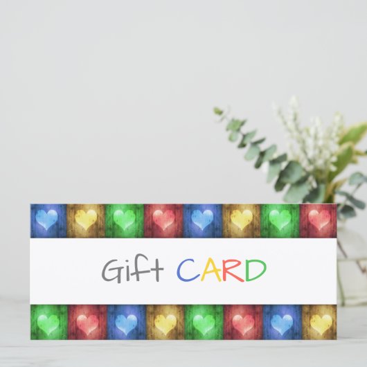 バレンタインデー素朴カラフルハートギフトカード (スタンド正面)