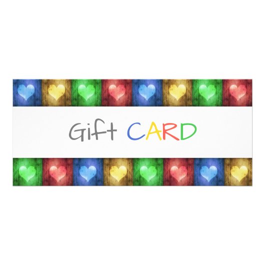 バレンタインデー素朴カラフルハートギフトカード ラックカード (正面)
