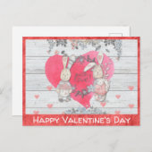 バレンタインデー素朴キュートバニーラビット ポストカード (正面/裏面)