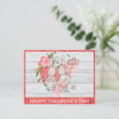 バレンタインデー素朴キュートバニーラビット ポストカード (スタンド正面)