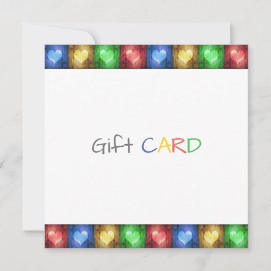バレンタインデー素朴ハートカラフルギフトカード (正面)