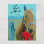 バレンタインデー素朴ブルーホースレッドボウ シーズンポストカード (正面)