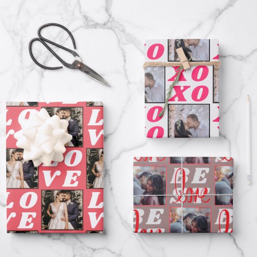 バレンタインデー素朴ラブエクソキフォトギフト ラッピングペーパーシート (正面)