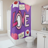 バレンタインデー紫の愛のショーカーテン シャワーカーテン (インサイチュ)