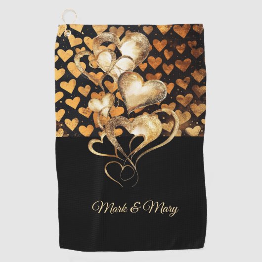 バレンタインデー結婚に向けたゴルファーのハート ゴルフタオル (正面)