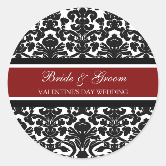 バレンタインデー結婚の新郎新婦封筒用シール ラウンドシール (正面)