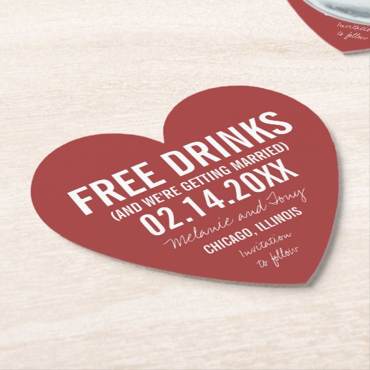 バレンタインデー結婚の日おもしろいの保存 ペーパーコースター (アングル)