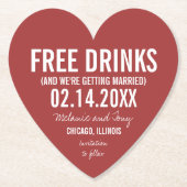 バレンタインデー結婚の日おもしろいの保存 ペーパーコースター (正面)