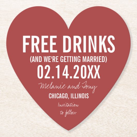 バレンタインデー結婚の日おもしろいの保存 ペーパーコースター (正面)