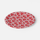バレンタインデー結婚の赤白グリッターハート ペーパープレート (アングル)
