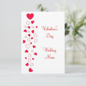 バレンタインデー結婚式メニュー 赤いハートのデザイン 招待状 (スタンド正面)