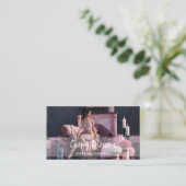 バレンタインデー美しいインランジェリーオンザソファ 名刺 (スタンド正面)