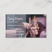 バレンタインデー美しいインランジェリーオンザソファ 名刺 (裏面)