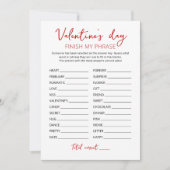 バレンタインデー自分のフレーズを終了するパーティーゲームカード 招待状 (正面)