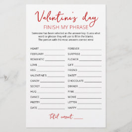 バレンタインデー自分のフレーズを終了する編集可能ゲーム
