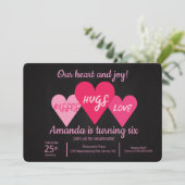 バレンタインデー誕生日パーティーハートチョークボード 招待状 (スタンド正面)