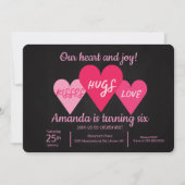 バレンタインデー誕生日パーティーハート黒板 招待状 (正面)