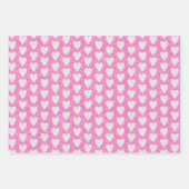 バレンタインデー誕生日ピンクホワイトグリッター ハート ラッピングペーパーシート (正面)
