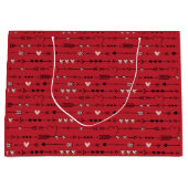 バレンタインデー誕生日ピンク赤いハート矢印 ラージペーパーバッグ (正面)