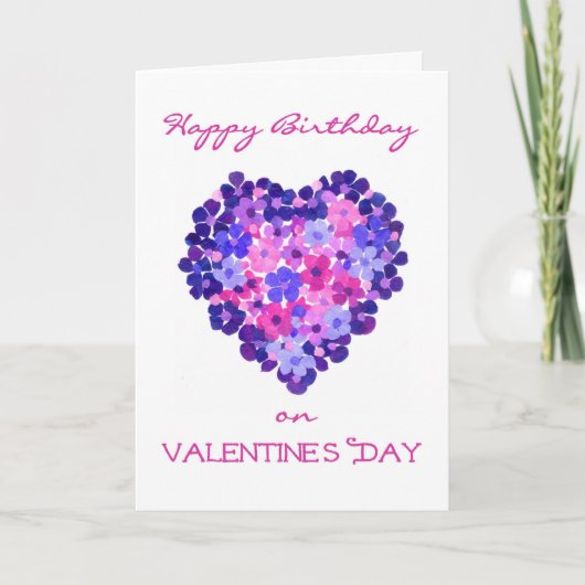 バレンタインデー誕生日 – フラワーパワー シーズンカード (正面)