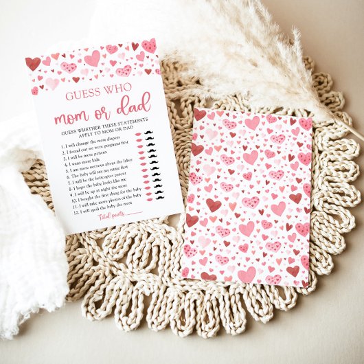 バレンタインデー誰がママまたはパパ赤ちゃんシャワーゲーム 招待状