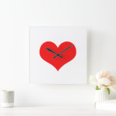 バレンタインデー赤いハートかわいいホワイトカスタムギフト スクエア壁時計 (ホーム)