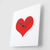 バレンタインデー赤いハートかわいいホワイトカスタムギフト スクエア壁時計 (傾斜)