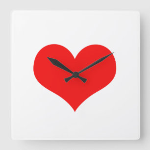 バレンタインデー赤いハートかわいい白カスタムい スクエア壁時計