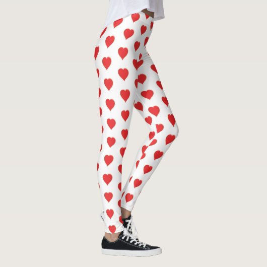 バレンタインデー赤いハートウィムシカルパターン レギンス (右)