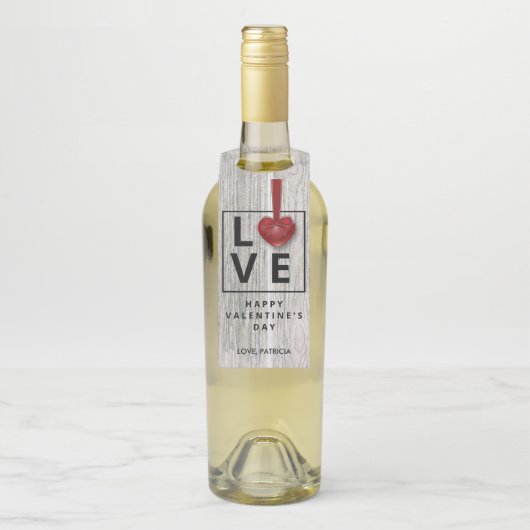 バレンタインデー赤いハートウッドラヴ素朴ィー ボトルネックタグ (ボトル)