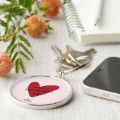 バレンタインデー赤いハートオンザピンク キーホルダー (側面)