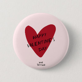 バレンタインデー赤いハートオンザピンク 缶バッジ