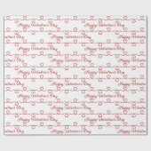 バレンタインデー赤いハートオンホワイト ラッピングペーパー (フラット)