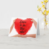 バレンタインデー赤いハートカード カード (黄色い花)