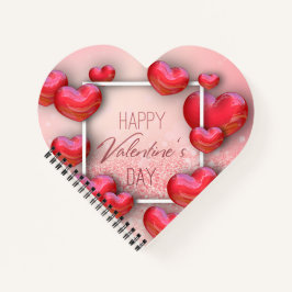 バレンタインデー赤いハートグリッタースパイラルノート ノートブック