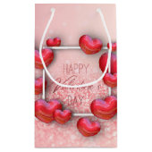 バレンタインデー赤いハートグリッタースモールギフトボックス スモールペーパーバッグ (裏面)