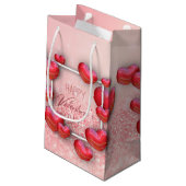 バレンタインデー赤いハートグリッタースモールギフトボックス スモールペーパーバッグ (裏面アングル)