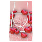 バレンタインデー赤いハートグリッタースモールギフトボックス スモールペーパーバッグ (正面)