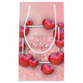 バレンタインデー赤いハートグリッタースモールギフトボックス スモールペーパーバッグ