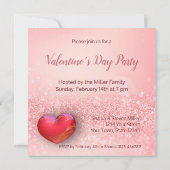 バレンタインデー赤いハートグリッターパーティー 招待状 (裏面)